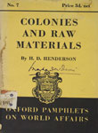 Colonies and Raw Materials