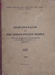 Memorandum of the Indian States' People, : (With four Supplements, Correspondence with the Butler Committee and Appendices).