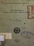People's China What I Saw and Learnt There