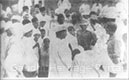 Gandhiji accompanied by Kasturba and Sardar Patel on a tour of Gujarat villages during a plague epidemic, 1935