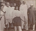 Arriving at a prayer meeting in Delhi, 1945; with him are Khan Abdul Ghaffar Khan, Jawaharlal Nehru and Acharya Kripalani