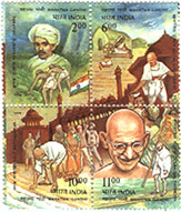 Rs 2/Rs 6/Rs 10/Rs 11 Stamps issued on 50th Death Anniversary of Mahatma Gandhi by India 
