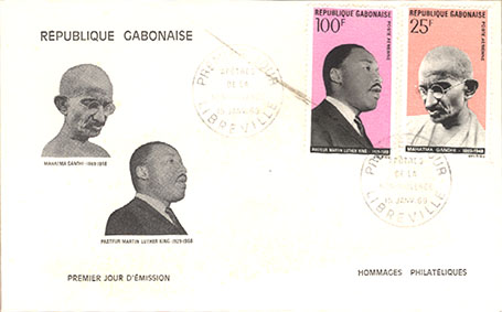 100F/25F Premier Juor Demission Hommages Philateliques by Republique Cabonaise