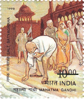 Rs. 10 Postage Stamp on Salt Satyagrah by India-1998