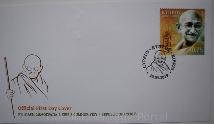 Official First Day Cover on Mahatma Gandhi (1869-1948) by Republic of Cyprus-(10-09-2019)