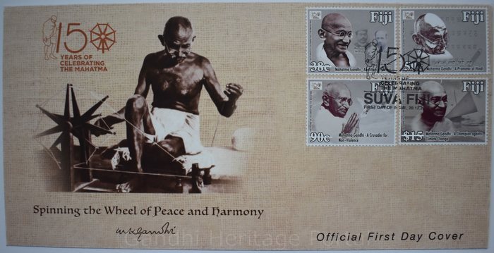 Official First Day Cover on 150 years of Cebrating the Mahatma by Fiji